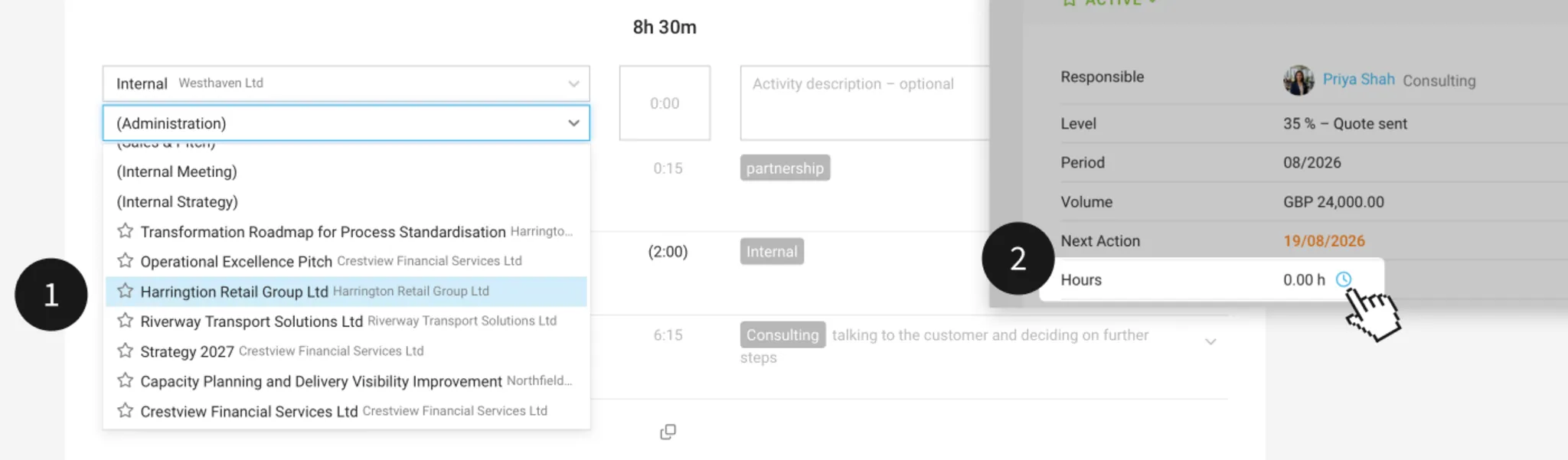 Time Tracking on Leads MOCO