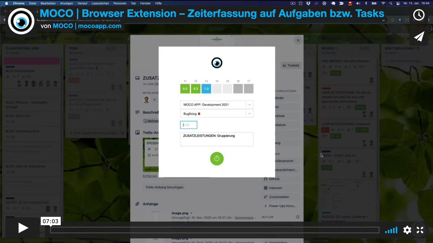 Link zum Video, das zeigt, wie man die Browser-Extension installiert Taskmanagement Software mit Agentursoftware kombinieren
