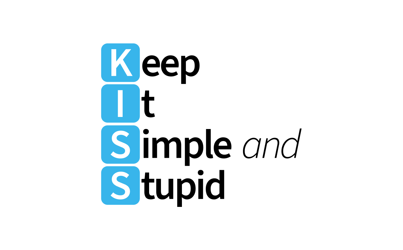 KISS = Keep it simple and stupid