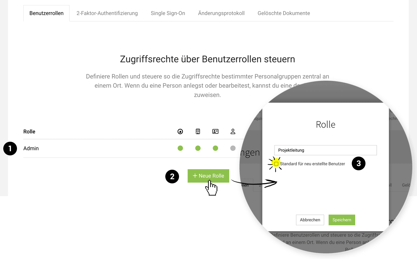 Benutzerrollen Rechtesystem Admin MOCO ERP
