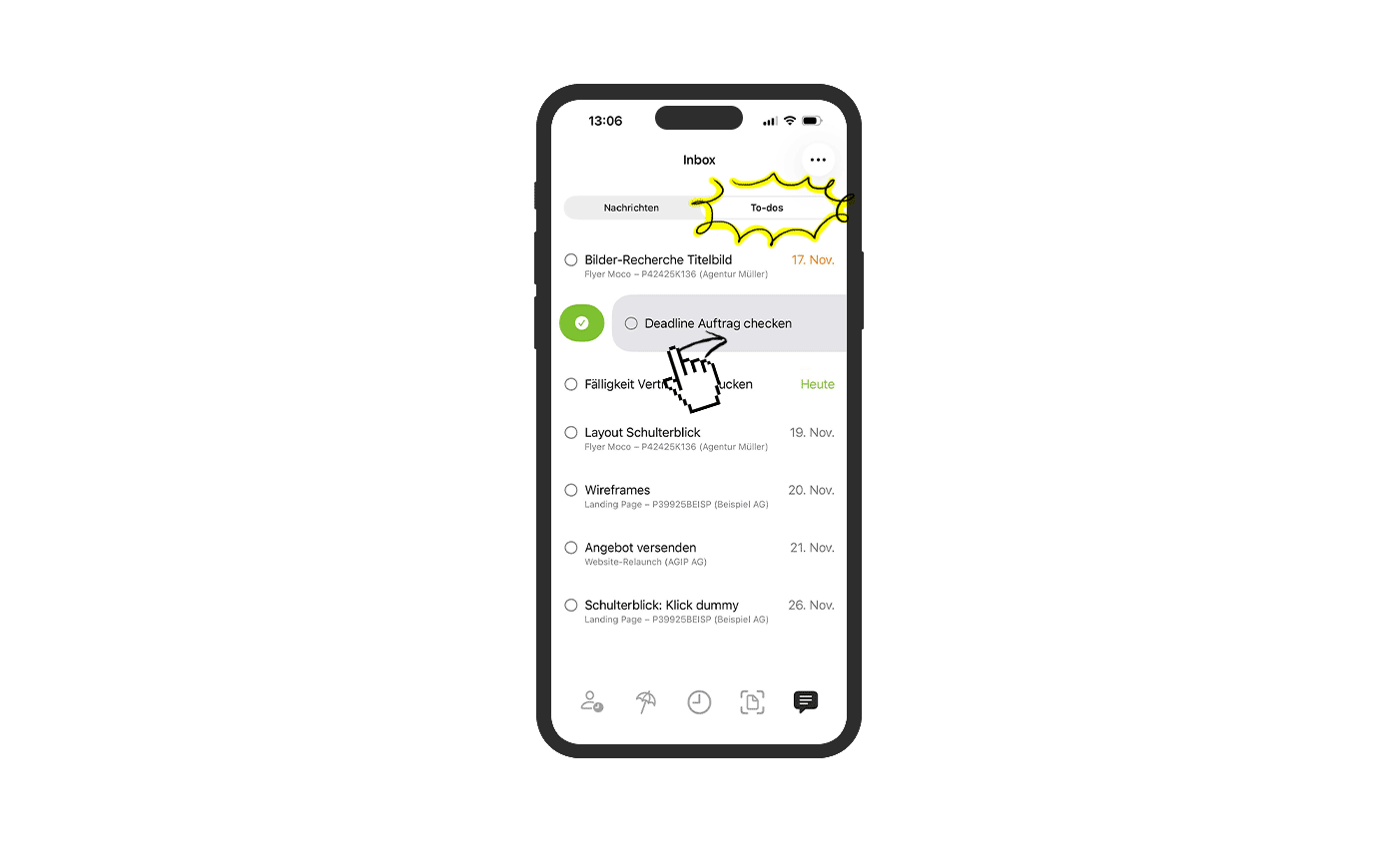 To-dos in der iPhone App von MOCO