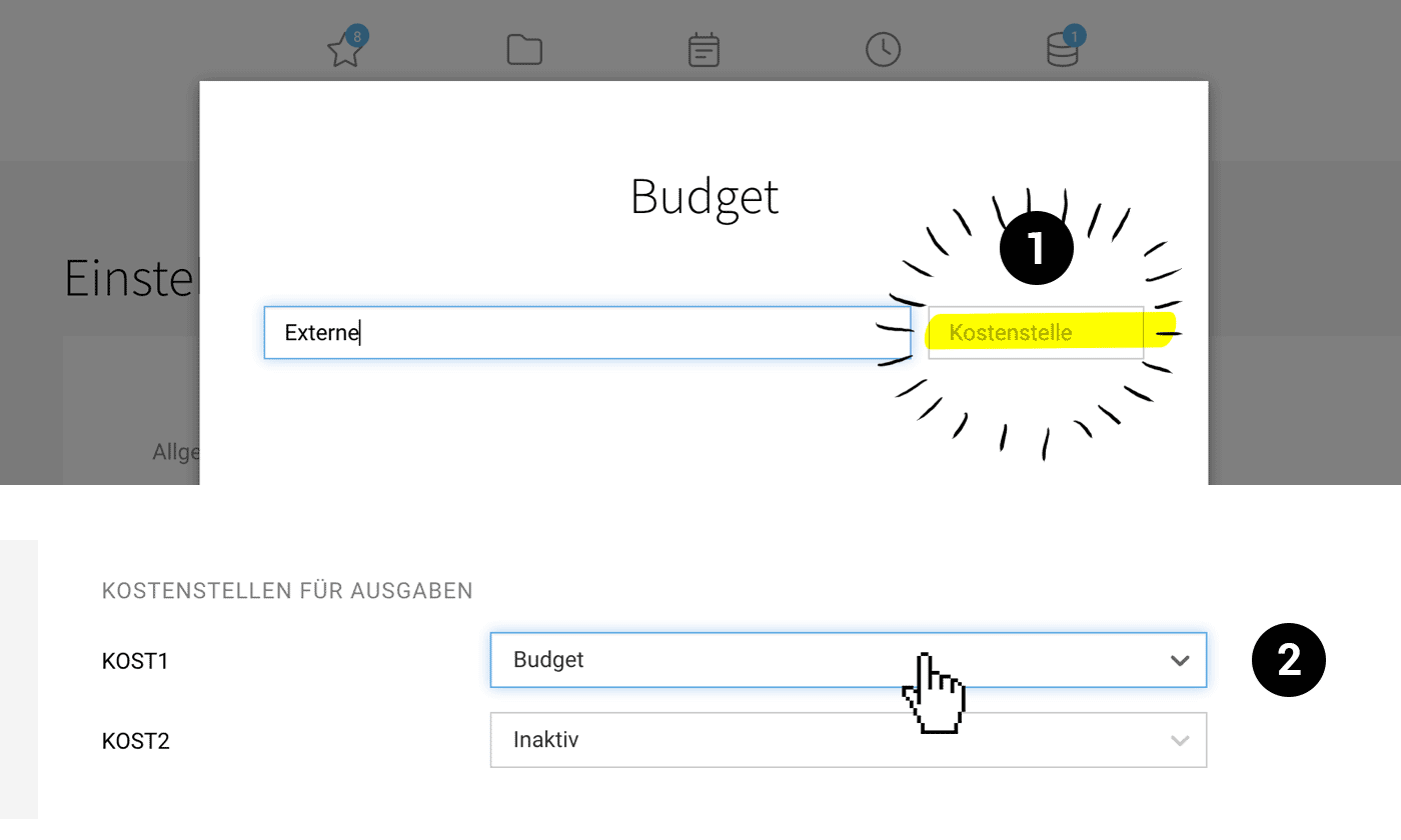 Ausgaben Budgets Kostenstellen MOCO