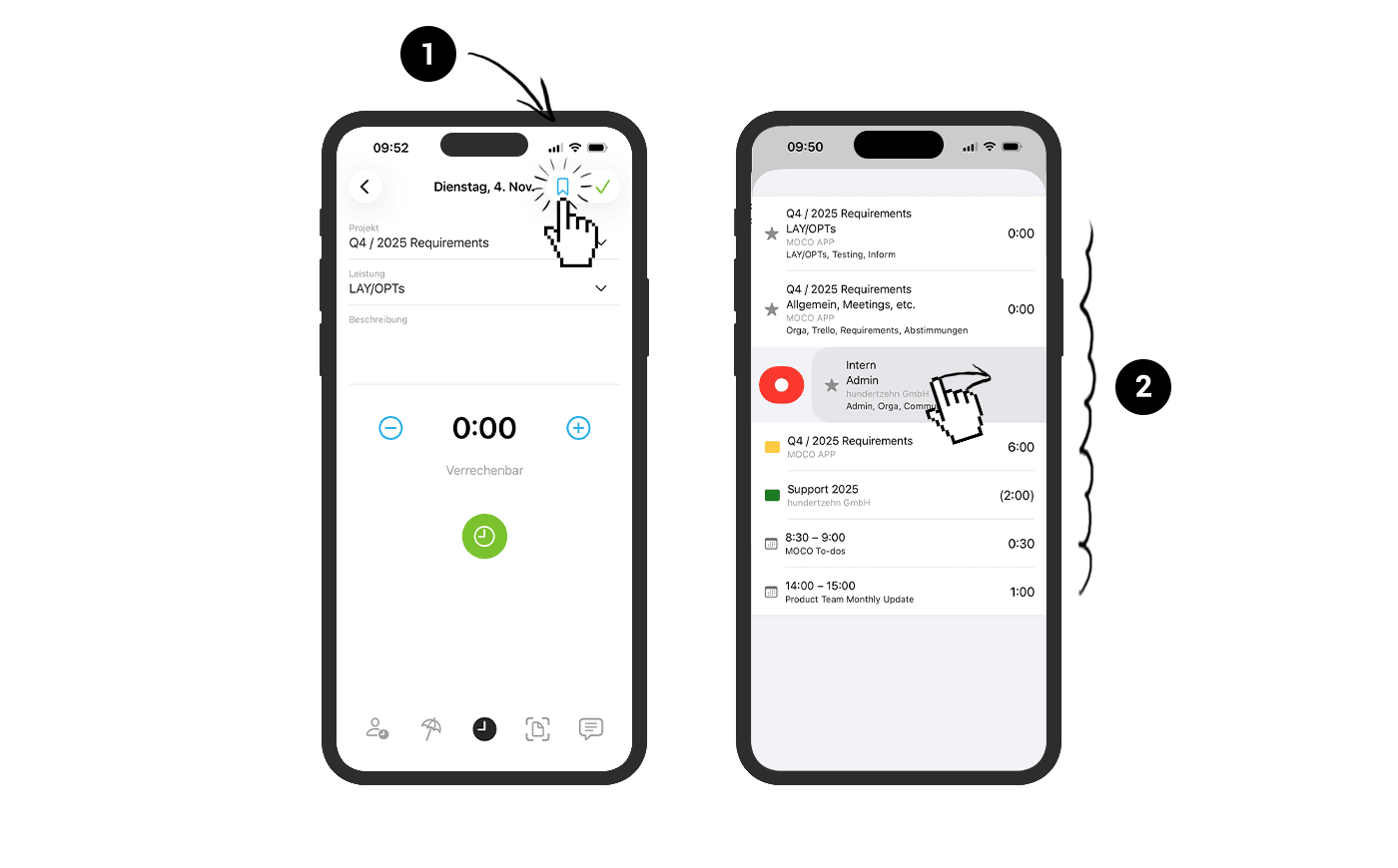 Updates für die Zeiterfassung in der iPhone App – mit MOCO ERP Agentursoftware 