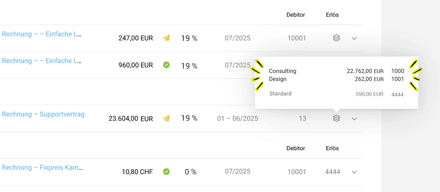 Erlöse in MOCO gezielt buchhalterisch auswerten