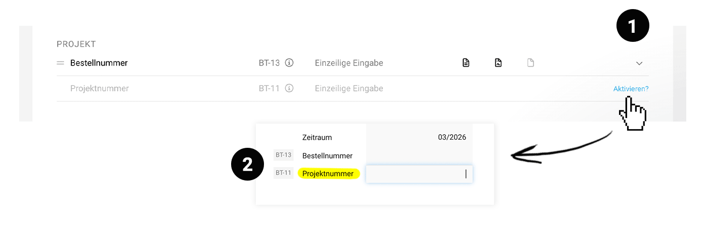Projektnummer in MOCO einfügen 