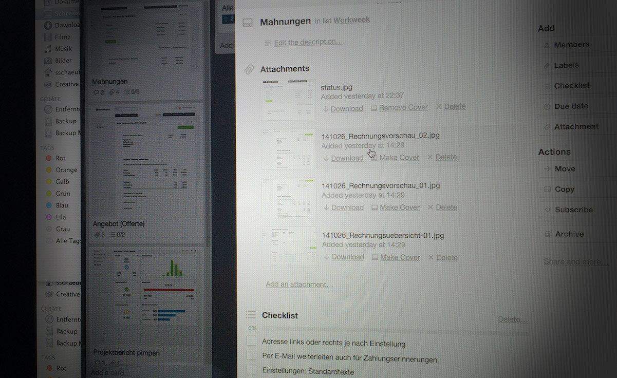 Sprintplanung Mahnungen und Angebote