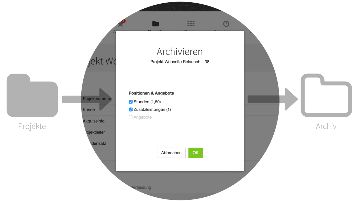 Projekte archivieren Projekte archivieren