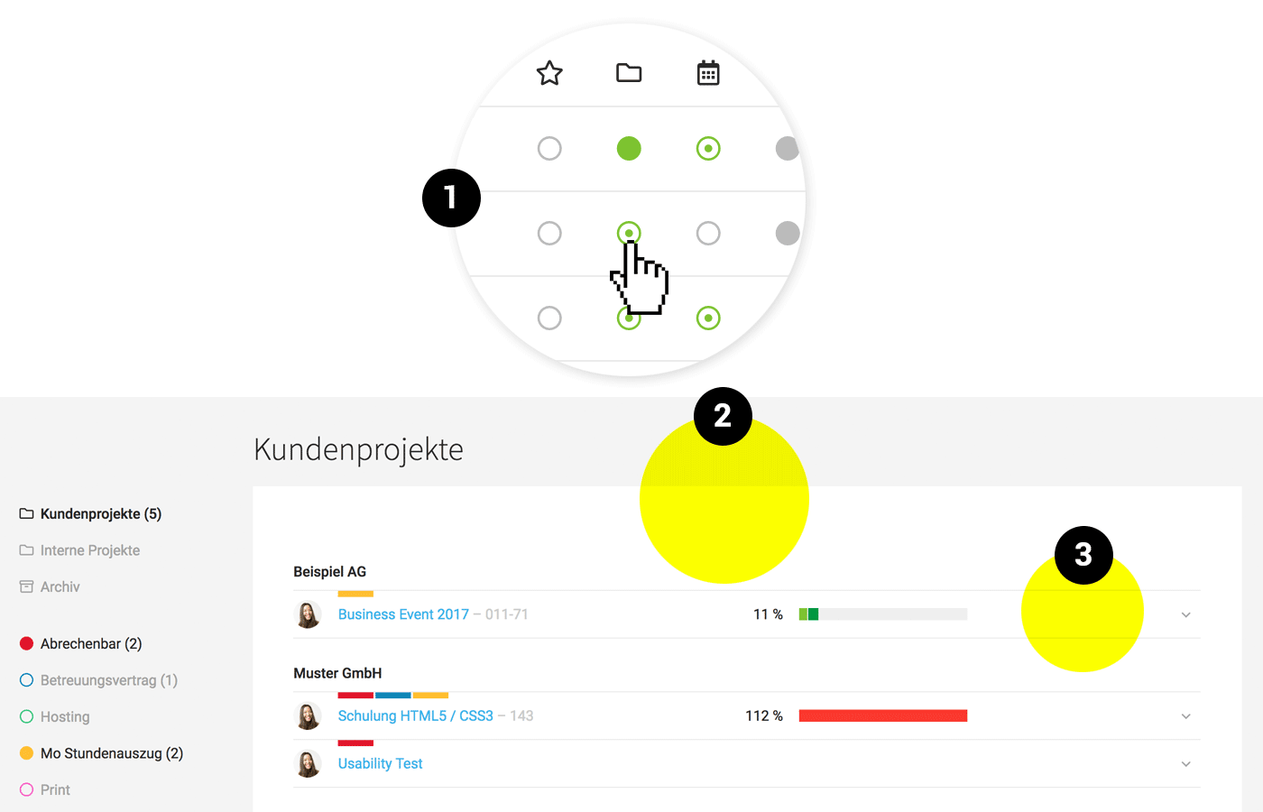 Zugriffsrechte auf Projekte in MOCO