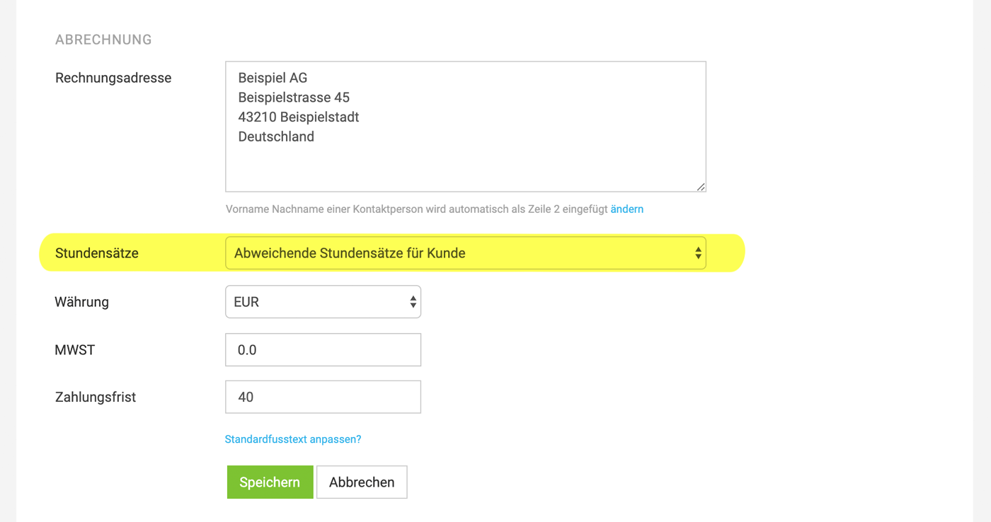 Kunden-Preislisten Agentursoftware MOCO