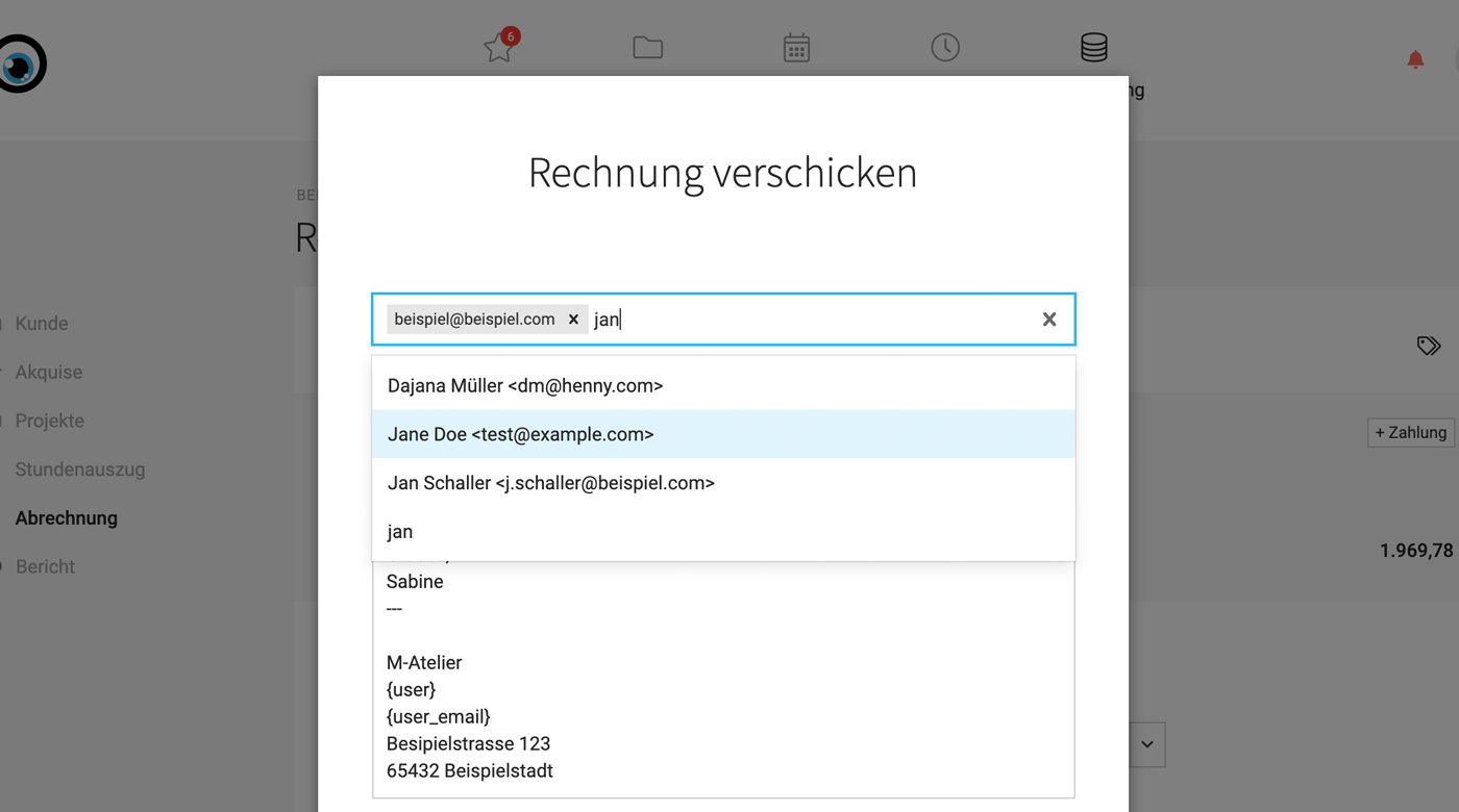 Rechnungsversand per E-Mail Software