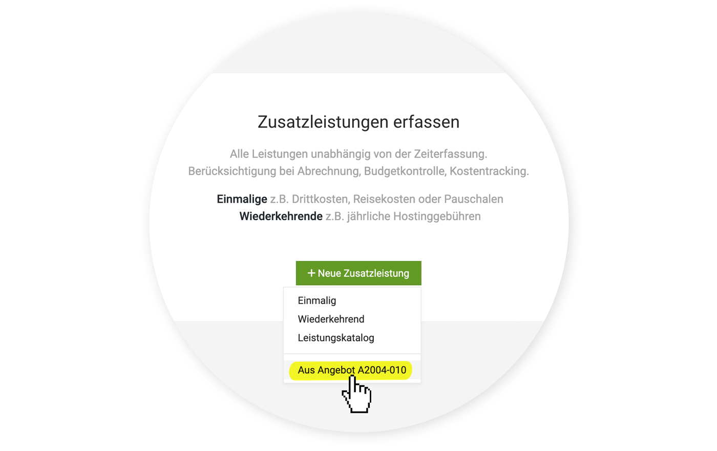 Fremdkosten, Drittkosten aus Angebot ins Projekt übernehmen