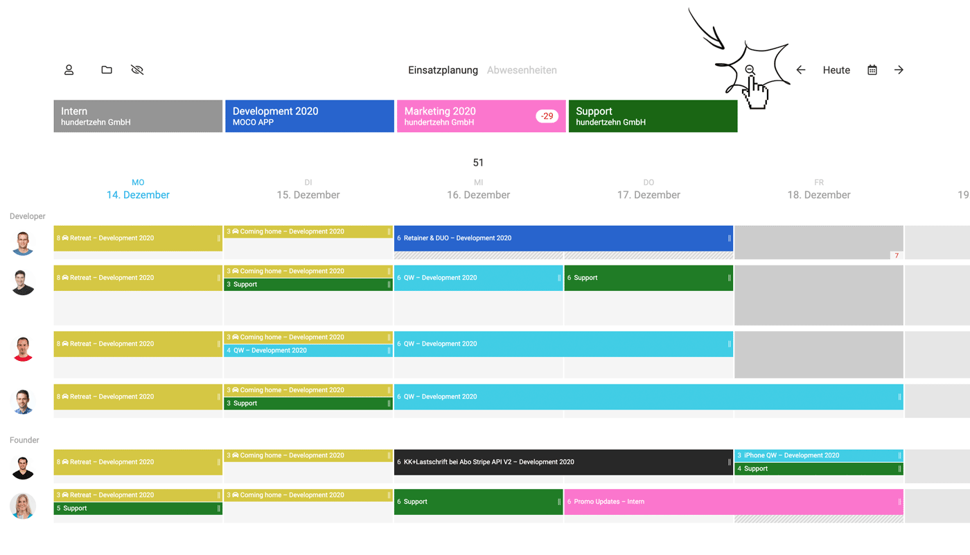 Projektplanung Woche Teammeeting Software