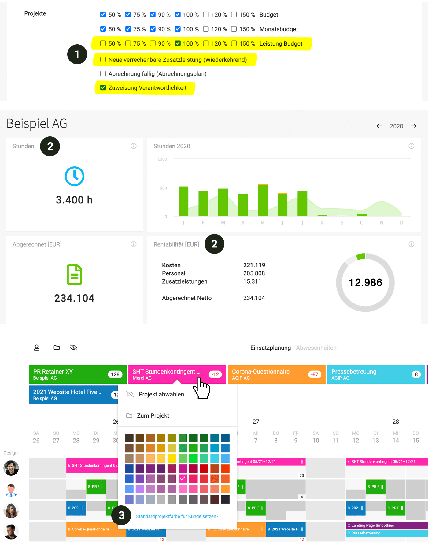 Updates zu Benachrichtigungen, Kundenbericht, Planung