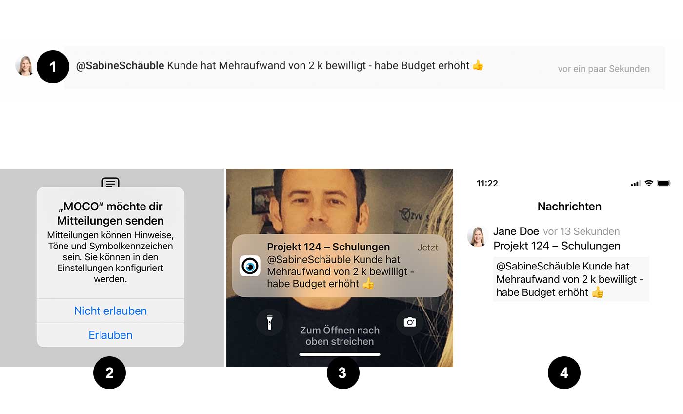 MOCO Benachrichtigungen auf dem iPhone