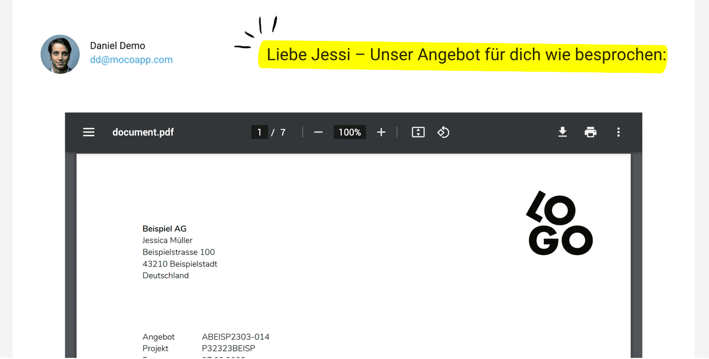 Online Angebotsbestätigung individualisieren