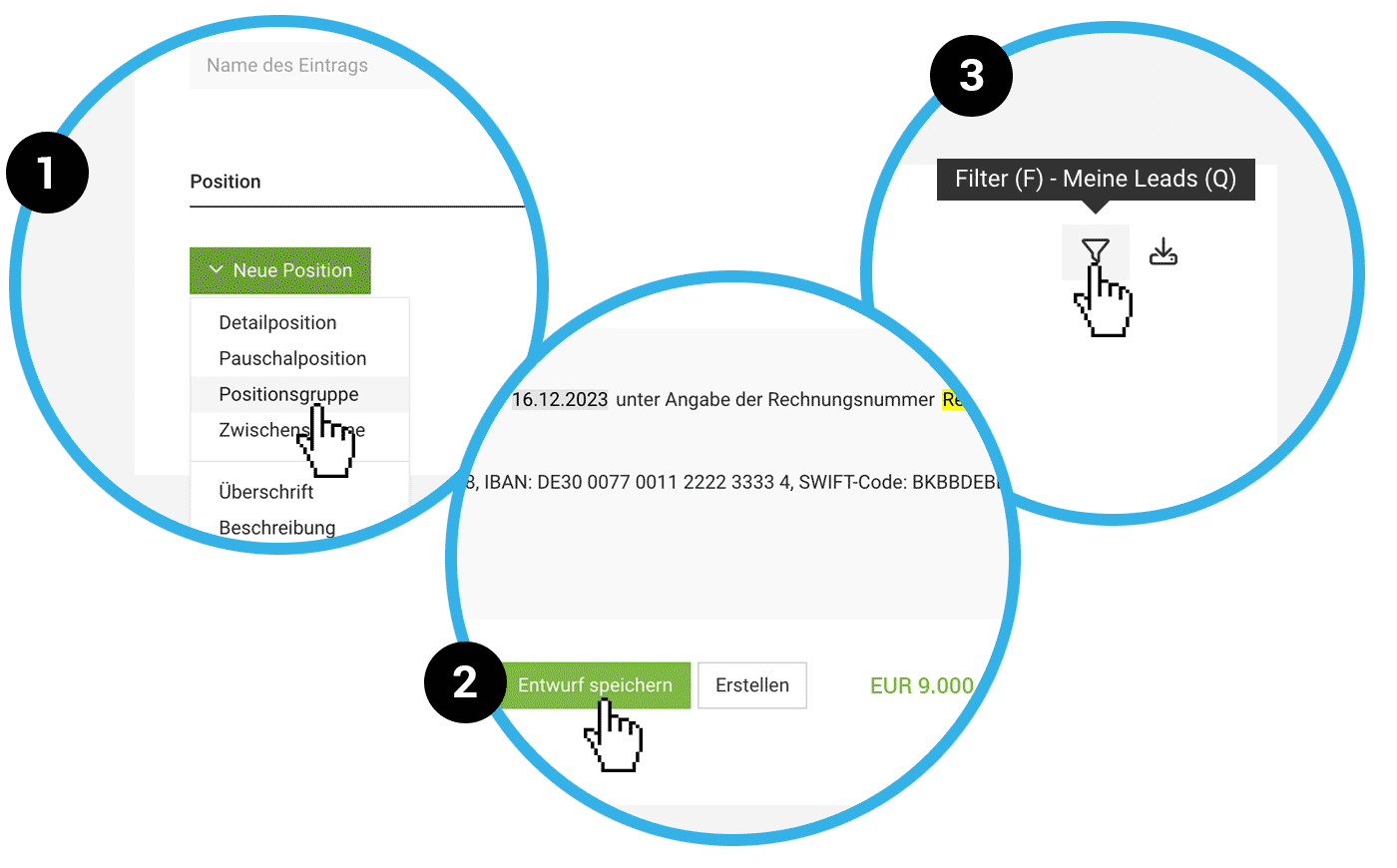 Updates zur Positionsgruppe & Rechnungserstellung & Leads