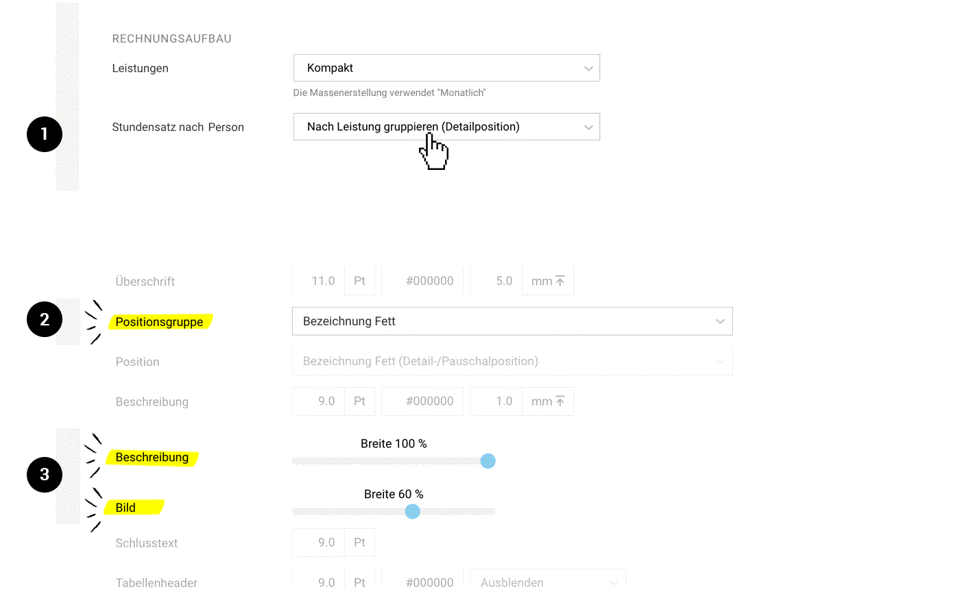 Neue Einstellungen für Layout Angebote und Rechnungen