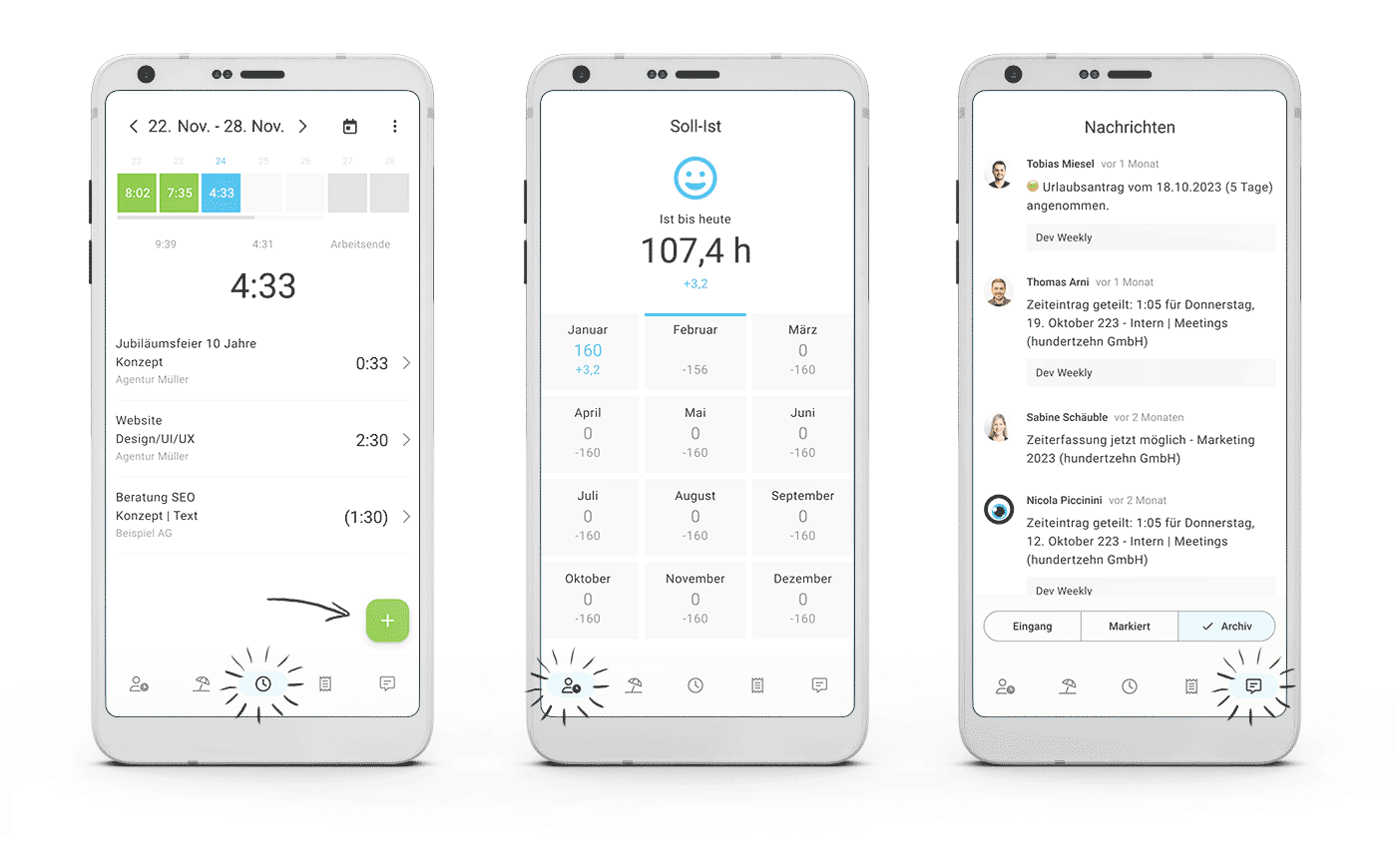 MOCO Android App: Frischer Anstrich und neu mit Urlaubskonto