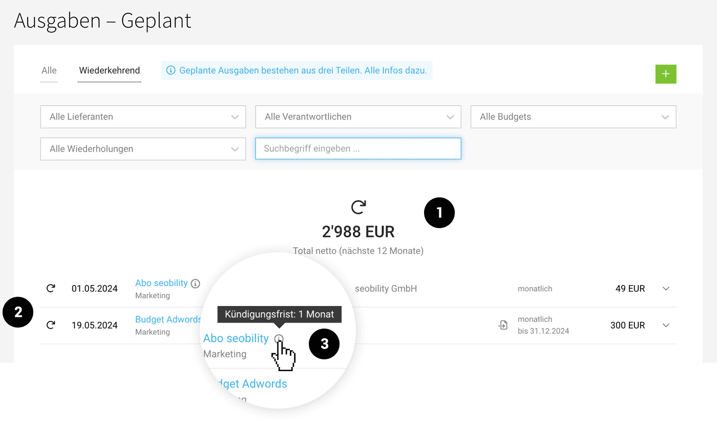 Regelmässige Ausgaben planen mit der ERP Agentursoftware MOCO