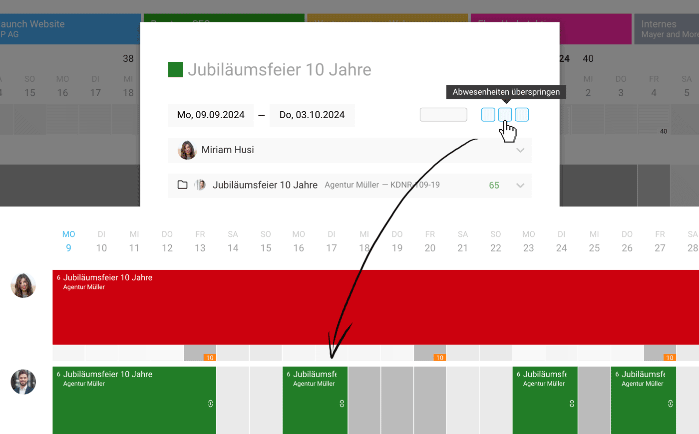 Serieneintrag überspringt Abwesenheiten MOCO ERP Agentursoftware Serieneintrag überspringt Abwesenheiten MOCO ERP Agentursoftware