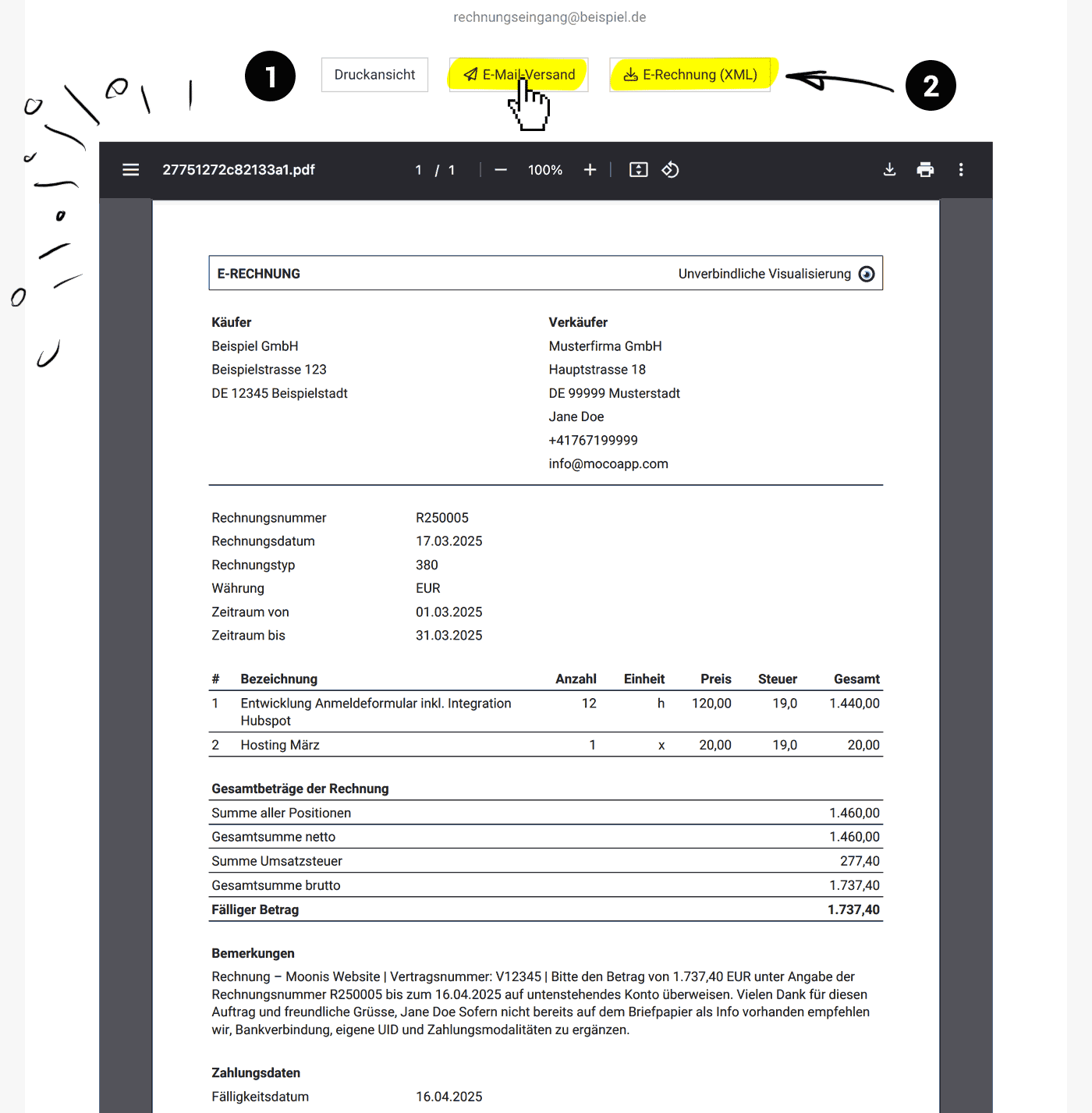 Software News B2B E Rechnungen Mit MOCO Erstellen Die XRechnung Software News B2B E Rechnungen Mit MOCO Erstellen Die XRechnung