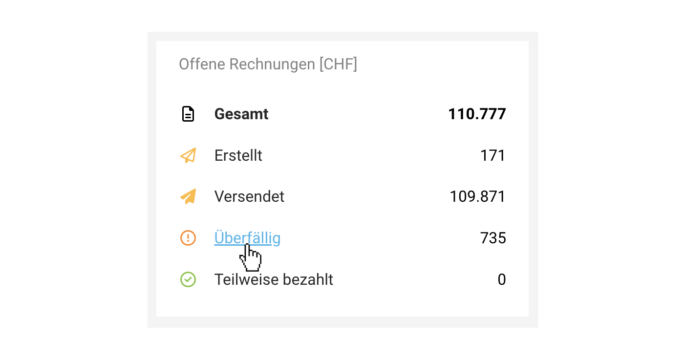 debitorenmanagement kachel offene rechnungen erp moco